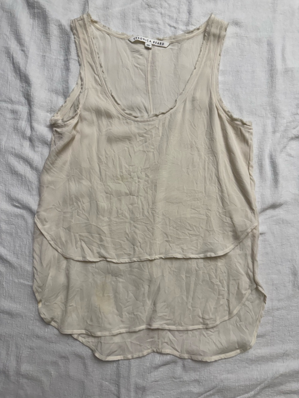 Veronica Beard Cream Layered Silk Camisole, 8